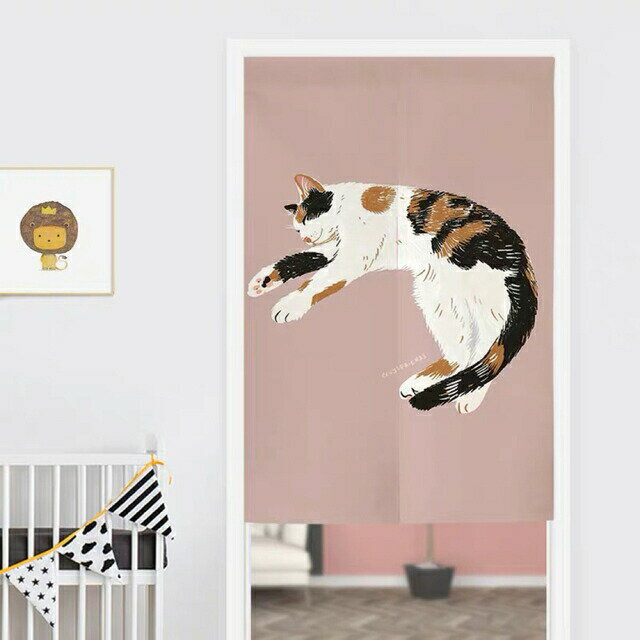 猫柄のれん ロング 暖簾80x150cm ネコ　かわいい 間仕切り猫雑貨(3.0)