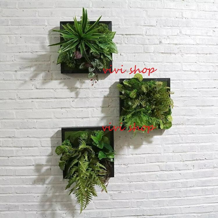 壁飾り 人工観葉植物 壁掛けインテリア ディスプレイ 壁掛けミックスグリーン 造花 壁掛け 3点セット.
