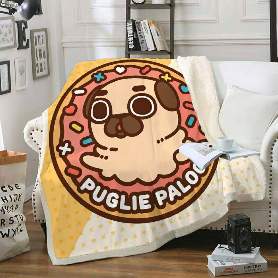 可愛い 毛布 ブランケット ひざ掛け かけ布団100x150パグ雑貨