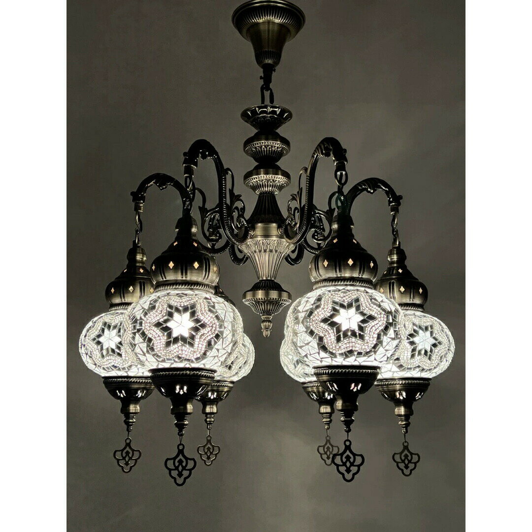 モロッコ風ペンダントライト手作りモザイクステンドグラス 天井照明 電源直結タイプ