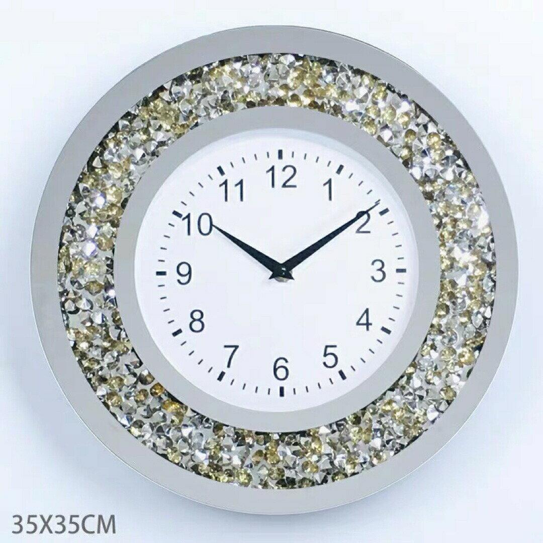 豪華掛け時計．壁掛け時計 インテリア 高級感 キラキラストーン 35cm