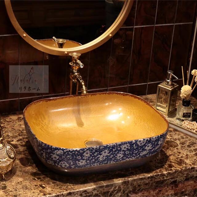 高級洗面台 洗面ボウルセット洗面ボール 陶器 手水鉢 手洗器蛇口 排水金具付き