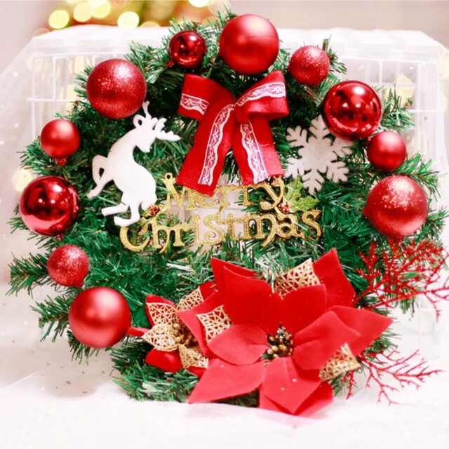 Leafy Plants - クリスマスリース クリスマス花輪 ドアリース 壁飾り 人工造花 デラックスリース