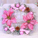 クリスマスリース クリスマス花輪 ドアリース 壁飾り 人工造花 デラックスリース(4)