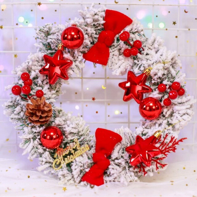 クリスマスリース クリスマス花輪 ドアリース 壁飾り 人工造花 デラックスリース