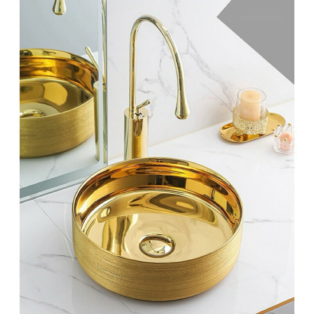 高級洗面台 洗面ボウルセット 陶器 手水鉢 洗面器 蛇口 排水金具付き