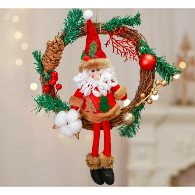 クリスマスリース クリスマス花輪 ドアリース 壁飾り 人工造花 デラックスリース