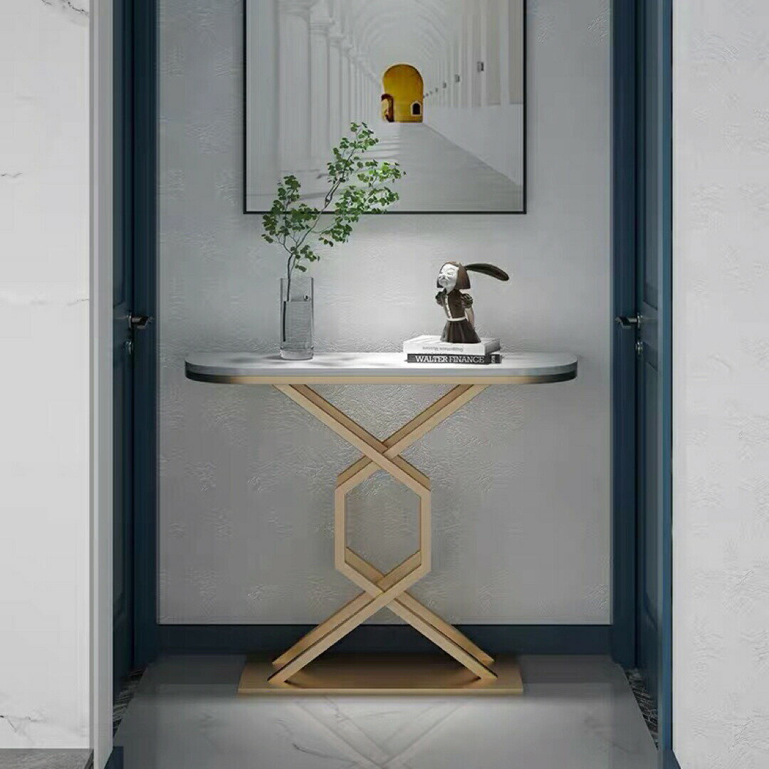 高級サイドテーブル 人造大理石コンソールテーブル ．玄関テーブル 花台 電話台