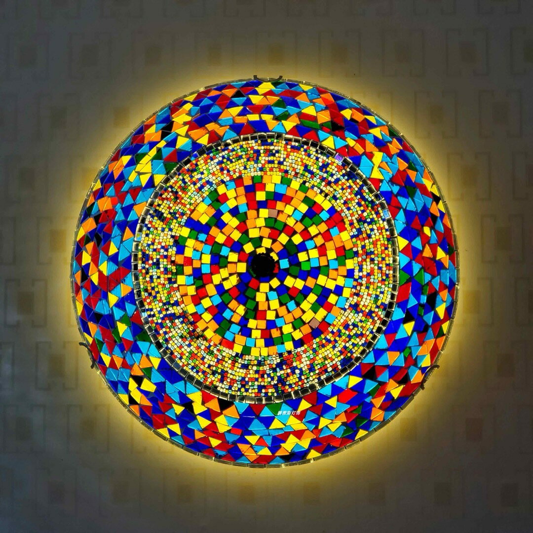 ボヘミア調 モロッコ風ペンダントライト ステンドグラス天井照明 電源直結タイプ