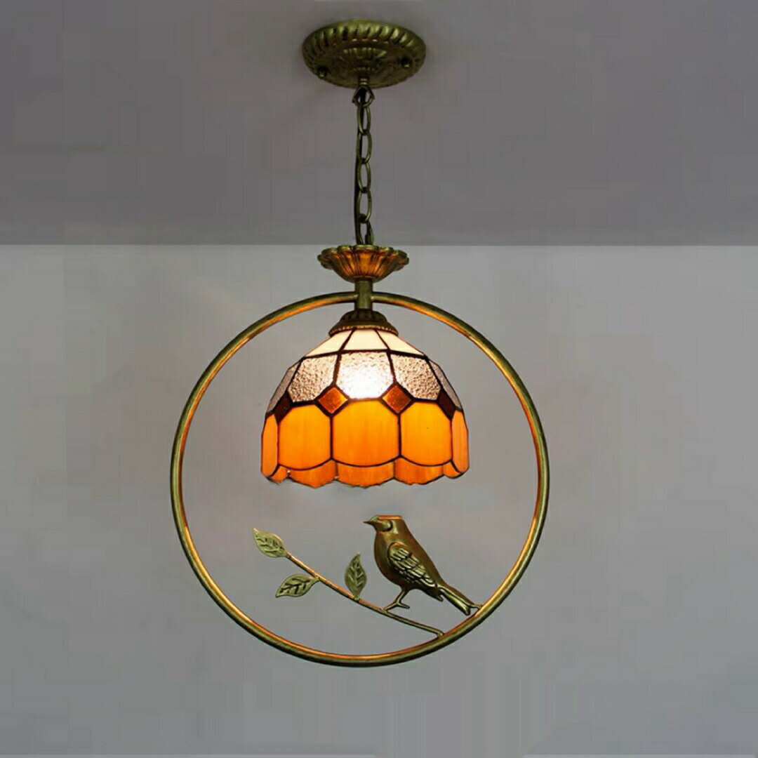 ステンドグラス．ペンダントライト豪華天井照明ステンドグラスランプ ガラス工芸品