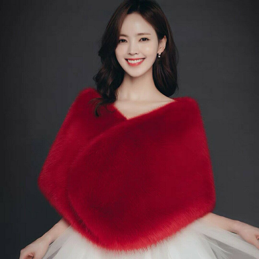 豪華肩掛け 大判ショール ファーストール ．毛皮風ケープ結婚式 ボレロ ポンチョ