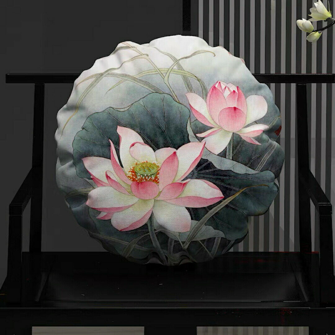Low Rebound Cushions - ハス花柄 蓮クッション おしゃれ 丸形 丸 円 円形 かわいい 枕 一人暮らし