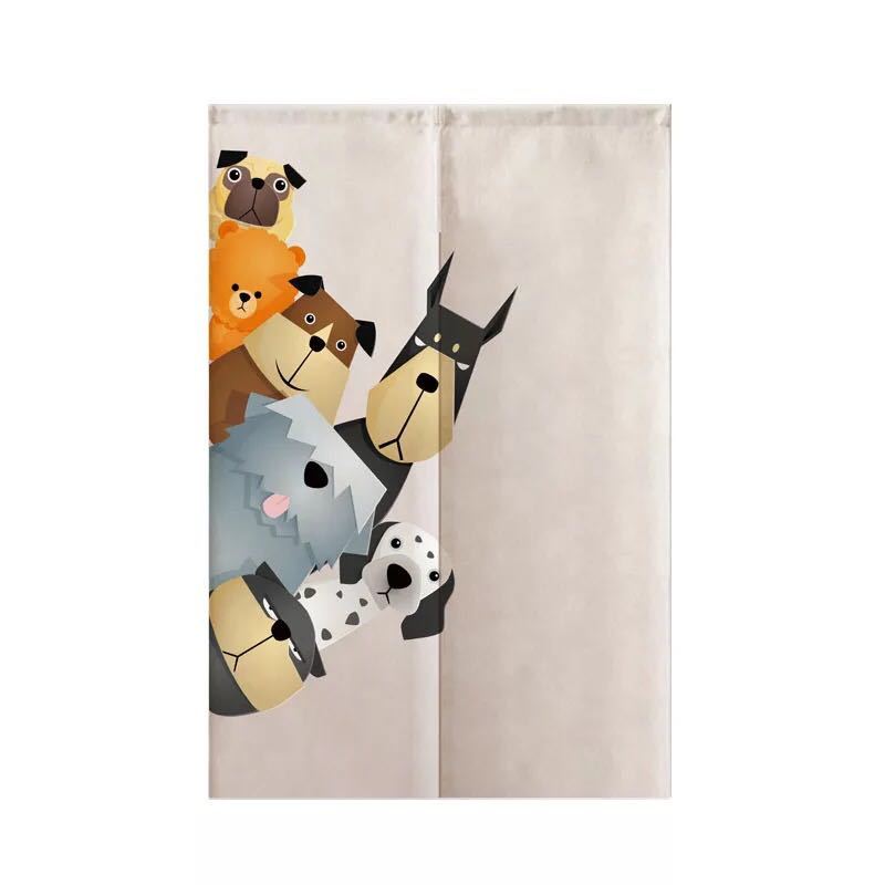 のれん ロング 暖簾 85×120 犬柄 かわいい ．間仕切り 洋風 おしゃれ