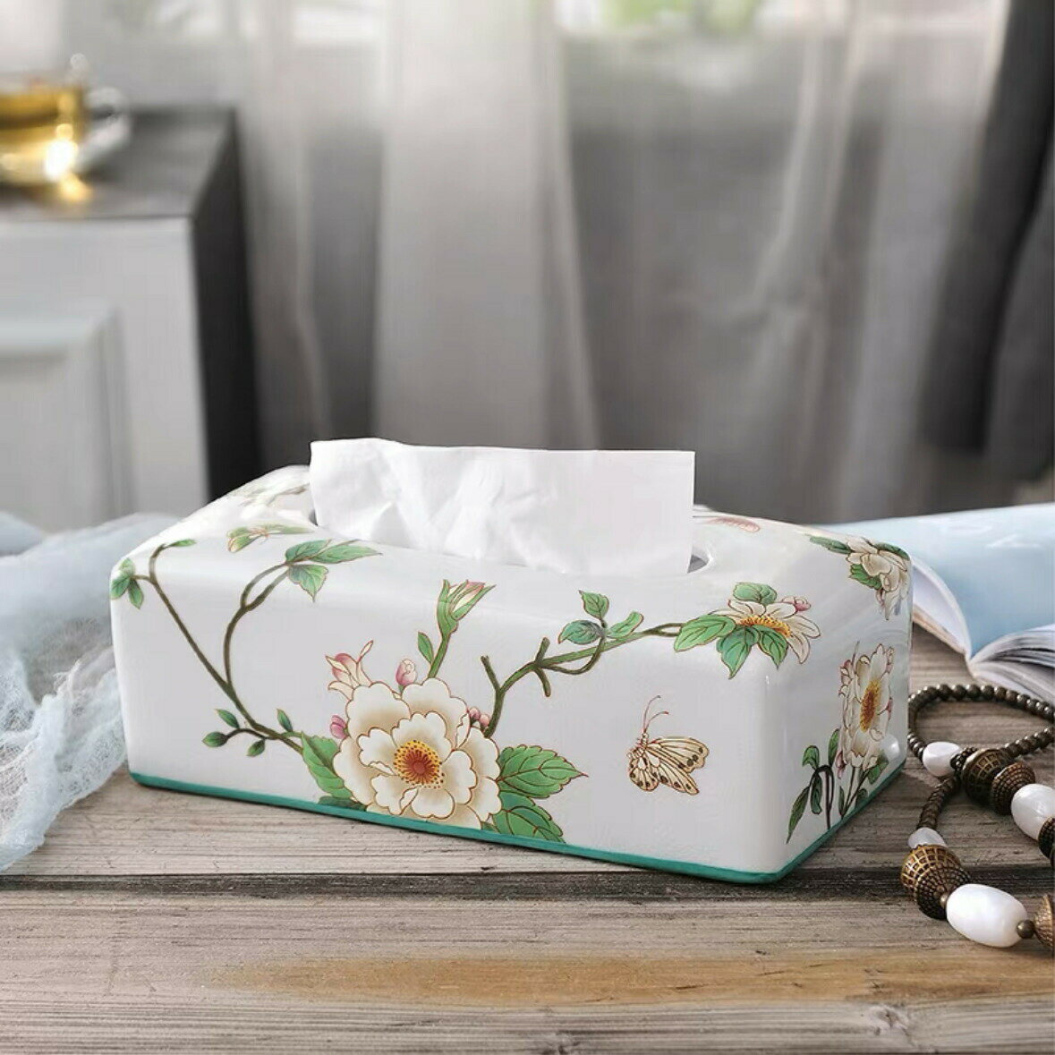 高級感のある ティッシュケース 陶器