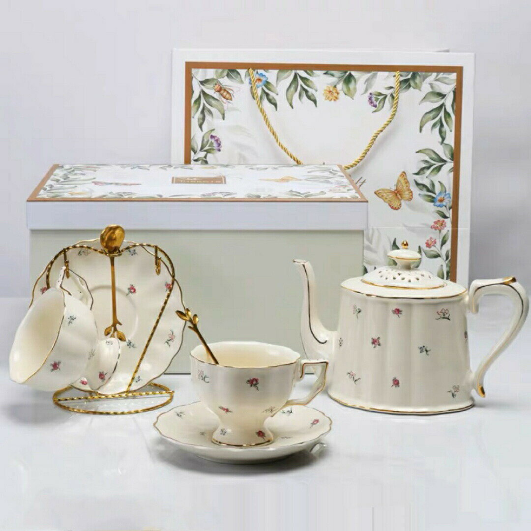 ティー・コーヒーカップセット カップ＆ソーサー2客セット ．陶器ティーセット