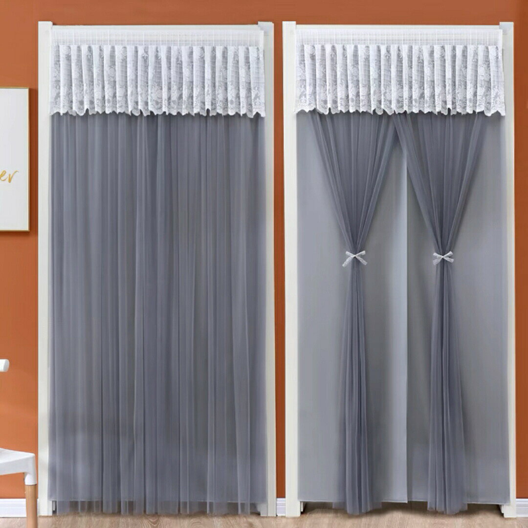 のれん ロング レース フ姫系二重タイプ暖簾 間切り レース シフォン 姫系雑貨