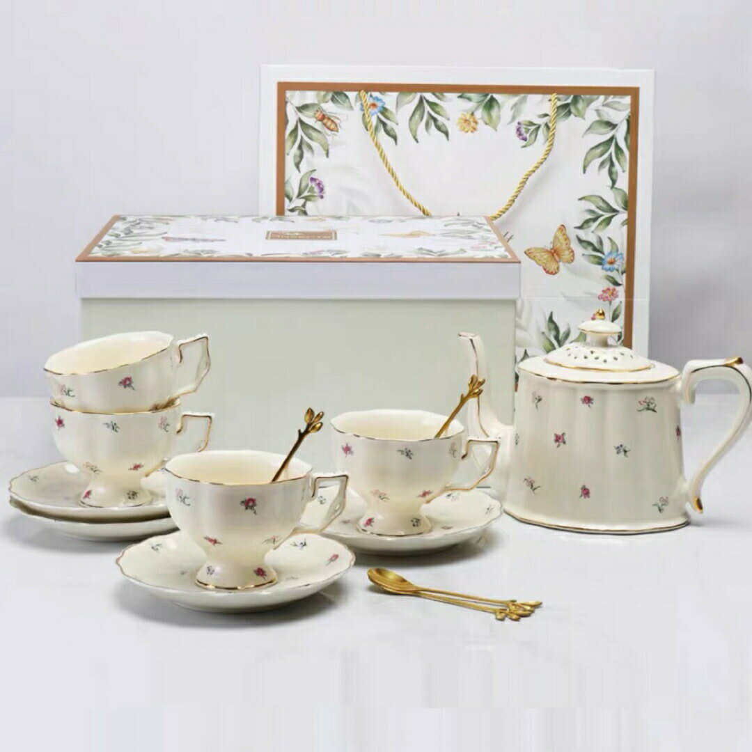 ティー・コーヒーカップセット カップ＆ソーサー4客セット ．陶器ティーセット