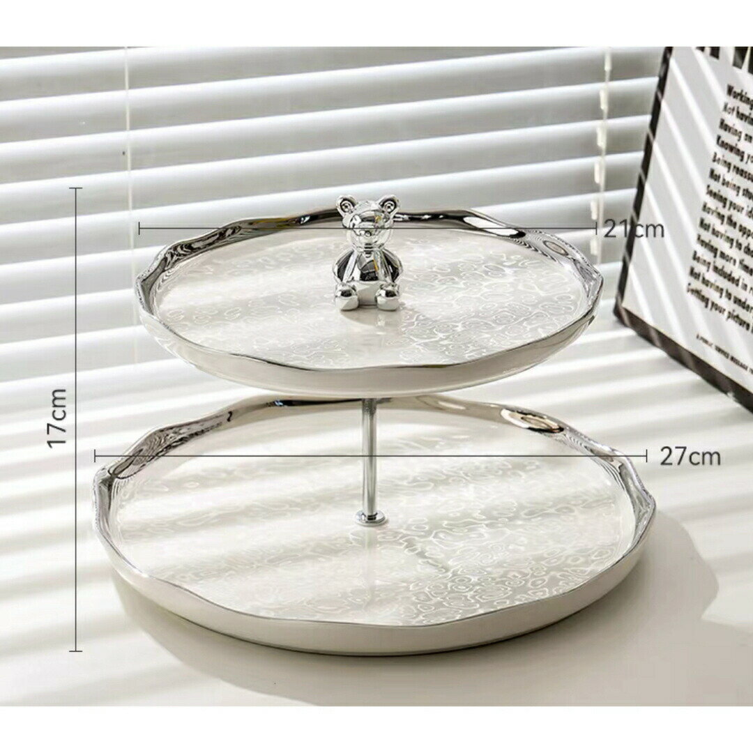 ケーキ スタンド プレート2段セット アフタヌーンティー フルーツ トレー 皿