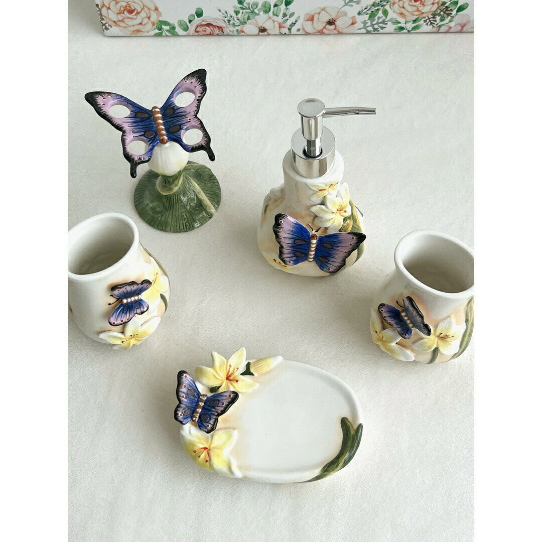 高級感サニタリー5点セットディスペンサー 歯ブラシスタンド 洗面所用品