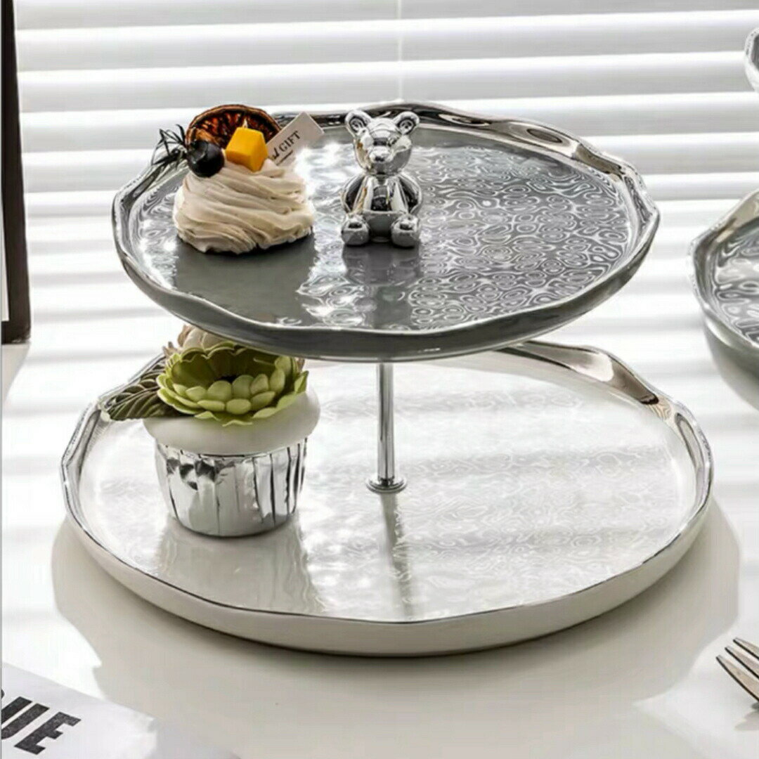 ケーキ スタンド プレート2段セット アフタヌーンティー フルーツ トレー 皿