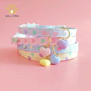 CAT COLLAR 首輪 猫首輪 ネコ用 カラー ハート柄 猫の顔の安全バックル 平首輪 テープ ペンダントき 柔らかい おしゃれ ファッショナブル ポリエス...