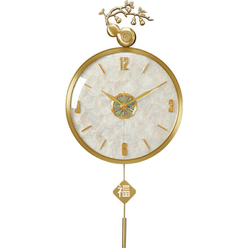 【送料無料】壁掛け時 新しい中国スタイル 真鍮の壁掛け時計 家庭用 リビングルーム 装飾 壁時計 クリ..