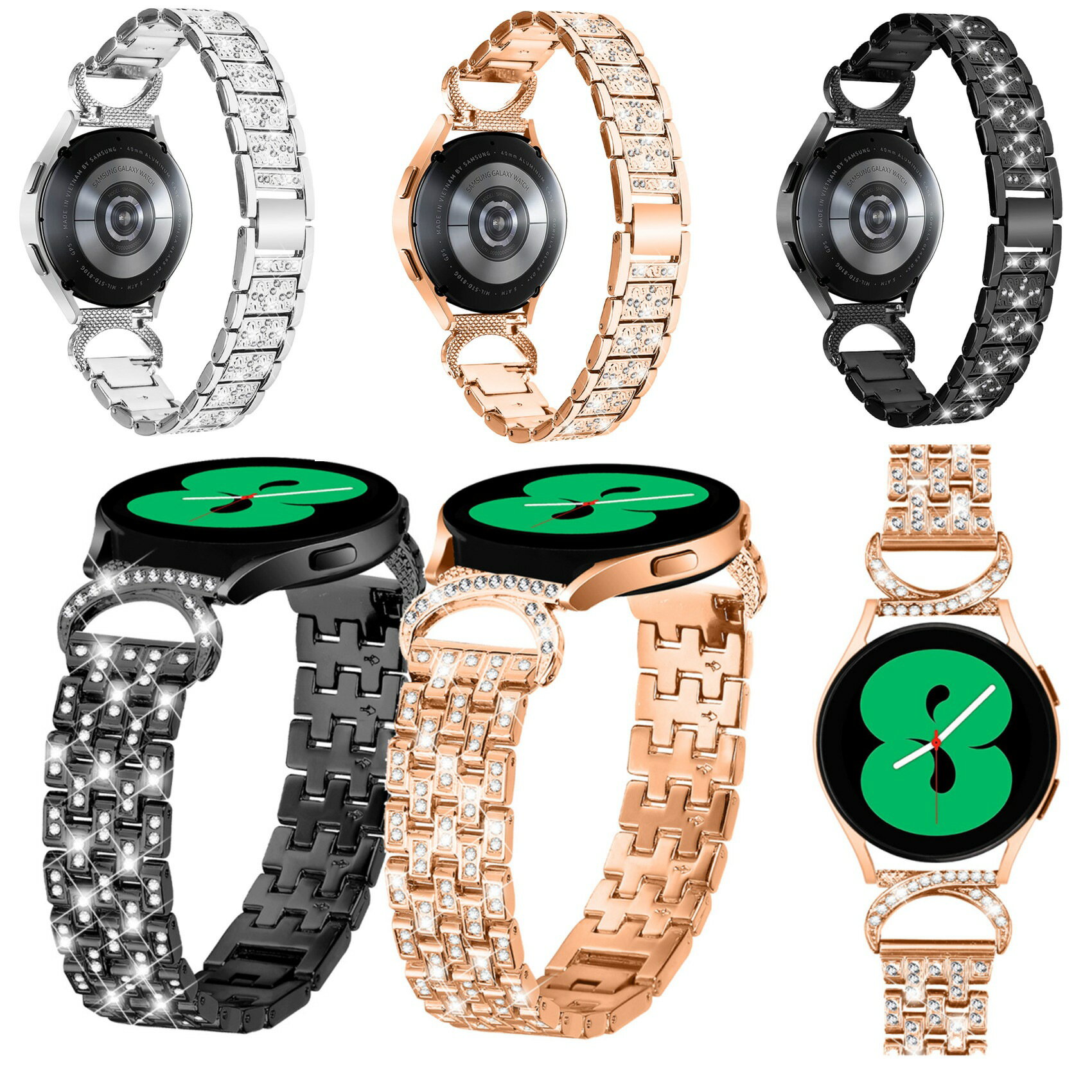 人気 牛角金属ダイヤモンド時計バンド レディース,20mm適用,綺麗光沢亜鉛合金腕輪,スマートウォッチ 腕時計交換 金属ベルト 女性用時計ストラップタルベルト,クォーツ時計/機械式時計