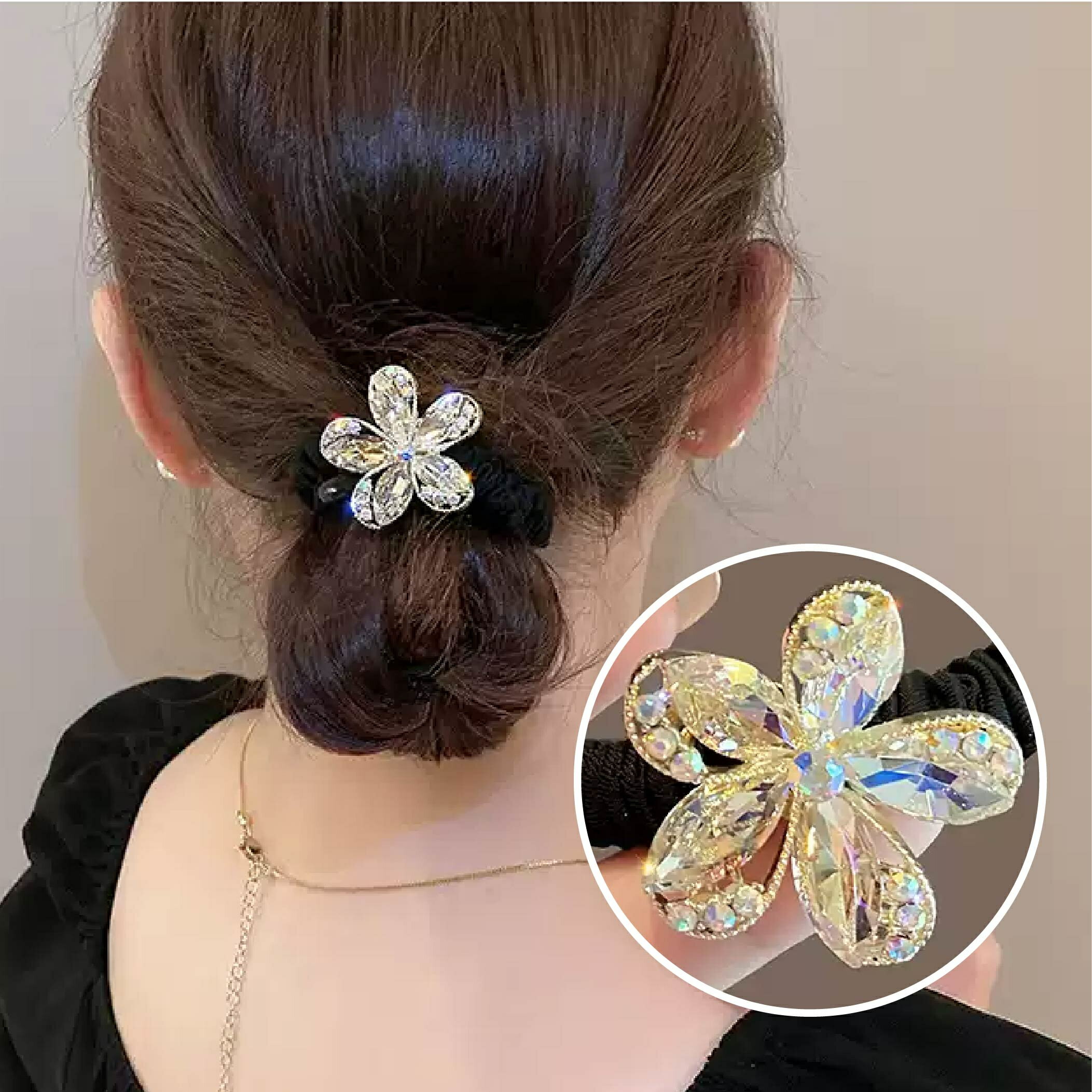 ヘアーゴム 髪飾り ヘアアクセサリー まとめ髪 かわいい ポニーテール キラキラ 立体 花ヘアゴム かわいい シンプル レディース おしゃれ 女性 ギフト 大人...