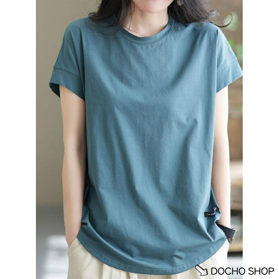 乐天商城 - Tシャツ レディース 半袖 夏 クルーネック カットソー ゆったり フレンチスリーブ 無地 ス 綿 柔らかい 体型カバー カジュアル