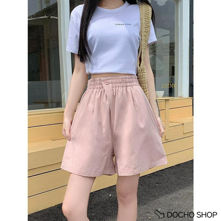 乐天商城 - ショートパンツ レディース 夏 ハイウエスト Aライン 短パン コーヒー色 杏色 ゆったり ハーフパンツ ワイドパンツ ウエストゴム 運動