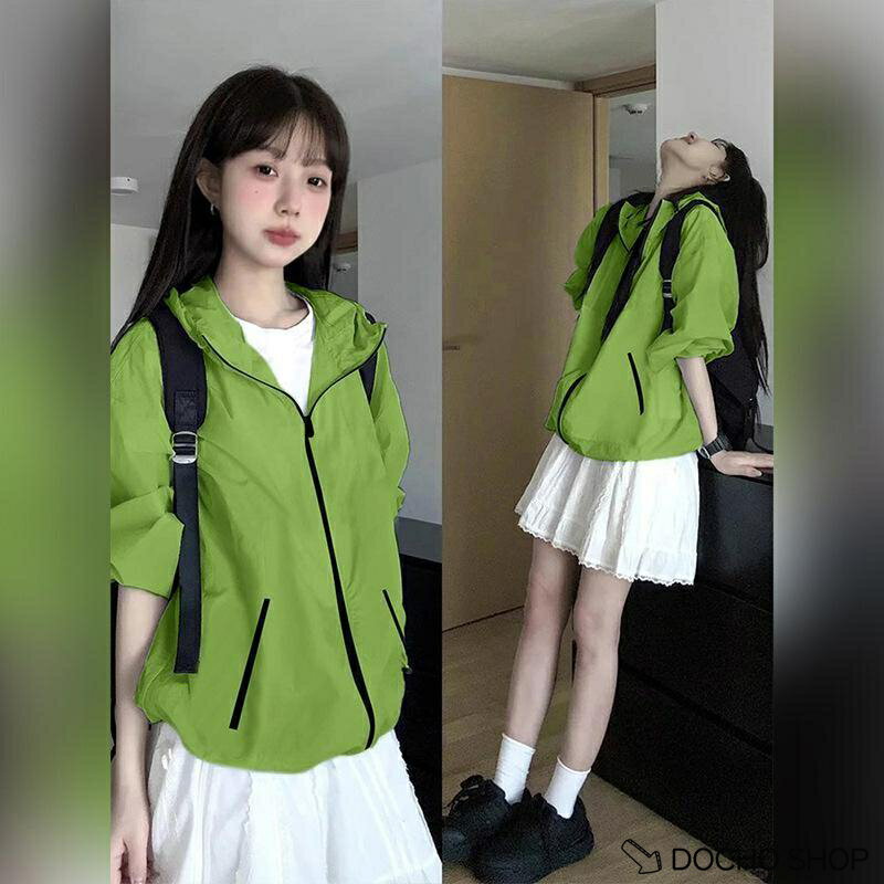 乐天商城 - UVカット パーカー レディース 夏 薄手 ウインドブレーカー マウンテンパーカー フード付き ジップアップ 軽量 通気性 速乾 ゆったり