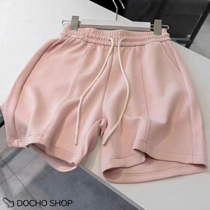 乐天商城 - ショートパンツ レディース 夏 短パン ピンク スウェット ワイドパンツ ルームウェア 部屋着 ハイウエスト ウエストゴム 紐付き ヨガ