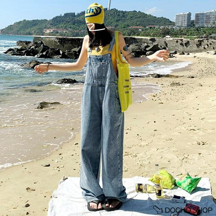 乐天商城 - サロペット レディース オーバーオール デニム ワイドパンツ 春 夏 ゆったり 体型カバー カジュアル ストリート系 ファッション 可愛い