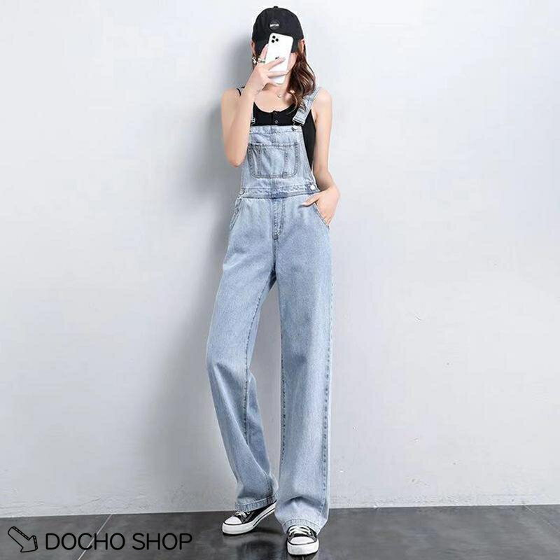 乐天商城 - サロペット デニム レディース オーバーオール ゆったり ワイドパンツ 春 夏 秋 ハイウエスト ロング丈 オールインワン ストレート