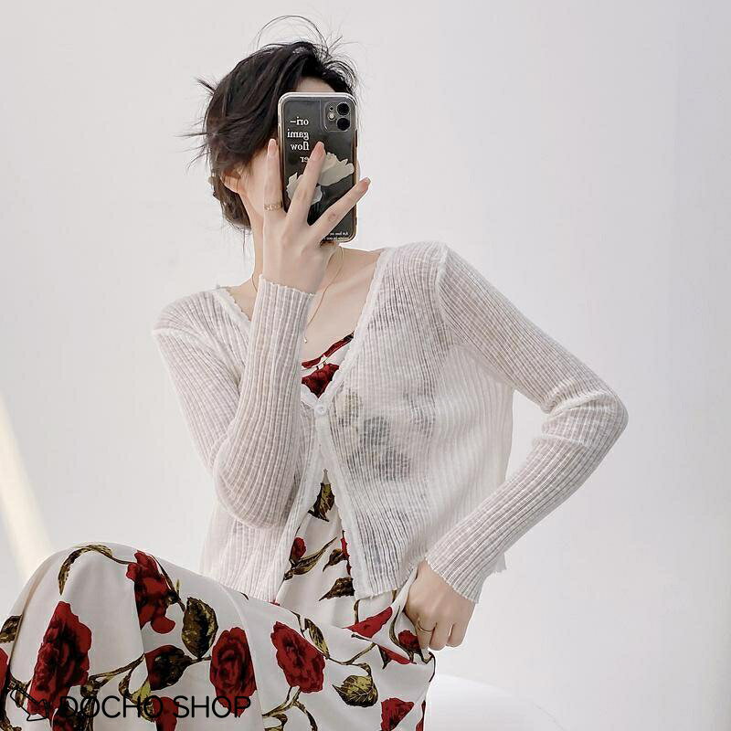 【楽天スーパーSALE】カーディガン レディース 夏 薄手 ショート丈 Vネック サマーニット 冷房対策 UVカット 透け感 羽織り ボレロ リブニット