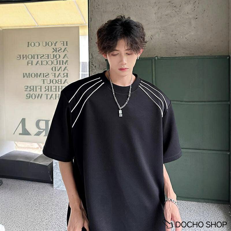 乐天商城 - Tシャツ メンズ 半袖 ビッグシルエット ファッション 夏 肩ライン ストリート系 オーバーサイズ カジュアル ス クルーネック