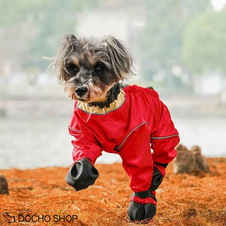DOCHOSHOP楽天市場店の脱げない スペンダー付き犬用パンツ 防水 サスペンダー付き防水犬用ブーツ 犬用レッグカバー 犬服 犬用レッグカバー レインコート 犬 サスペンダー付き｜アングル3