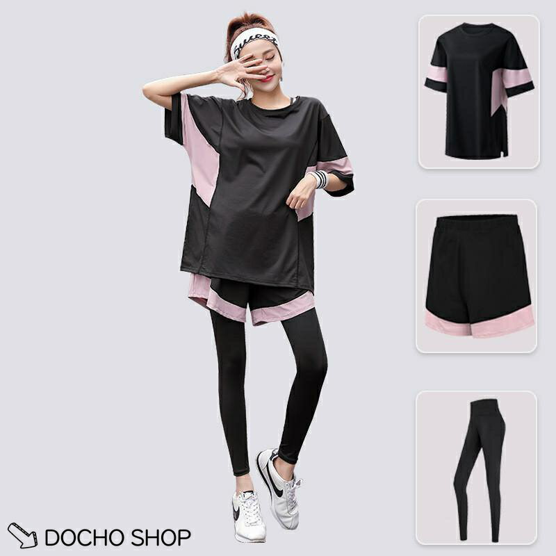 スポーツウェア レディース 3点セット ヨガウェア ス tシャツ レギンス ショートパ...