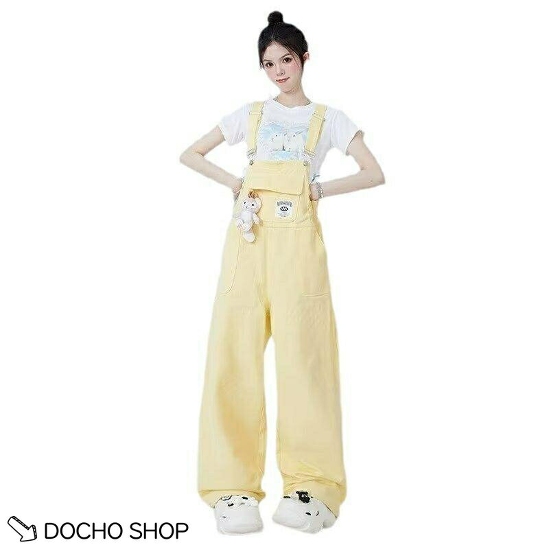 乐天商城 - サロペット ワイド レディース レトロ おしゃれ 秋 アメカジ サスペンダー 夏 パンツ 春秋 ボトムス 大きいサイズ カジュアル
