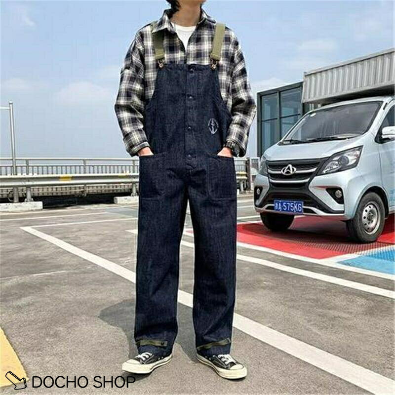 乐天商城 - オーバーオール メンズ サロペット ワイド レトロ 夏 ウォッシュ ストレート アメカジ 秋 パンツ つなぎ 秋冬 おしゃれ 作業着