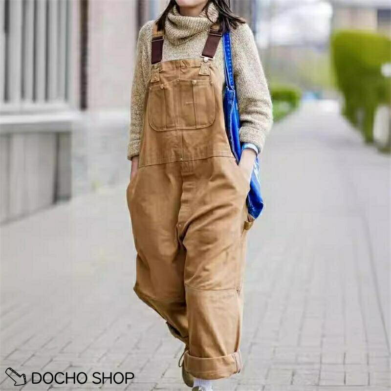 乐天商城 - サロペット ワイド レディース ゆったり 着痩せ 韓国 おしゃれ カジュアルパンツ チノパンツ 夏 パンツ 春秋 ボトムス 20代 30代 40代