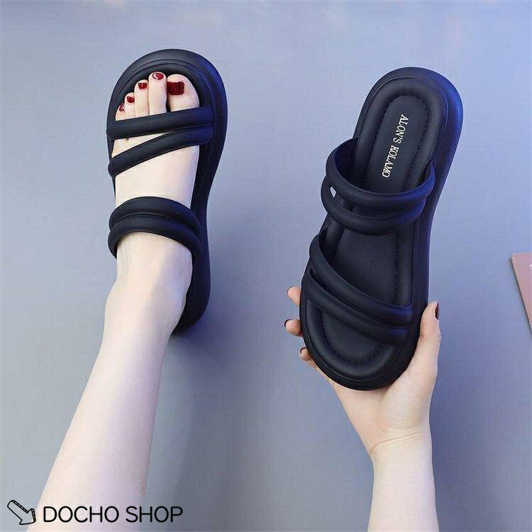 乐天商城 - ミュールサンダル 厚底 ストラップ 夏靴