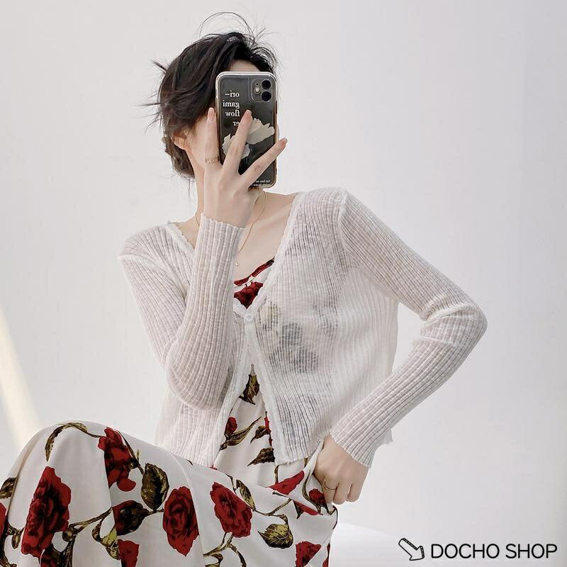 乐天商城 - カーディガン レディース 夏 薄手 ショート丈 Vネック サマーニット 冷房対策 UVカット 透け感 羽織り ボレロ リブニット