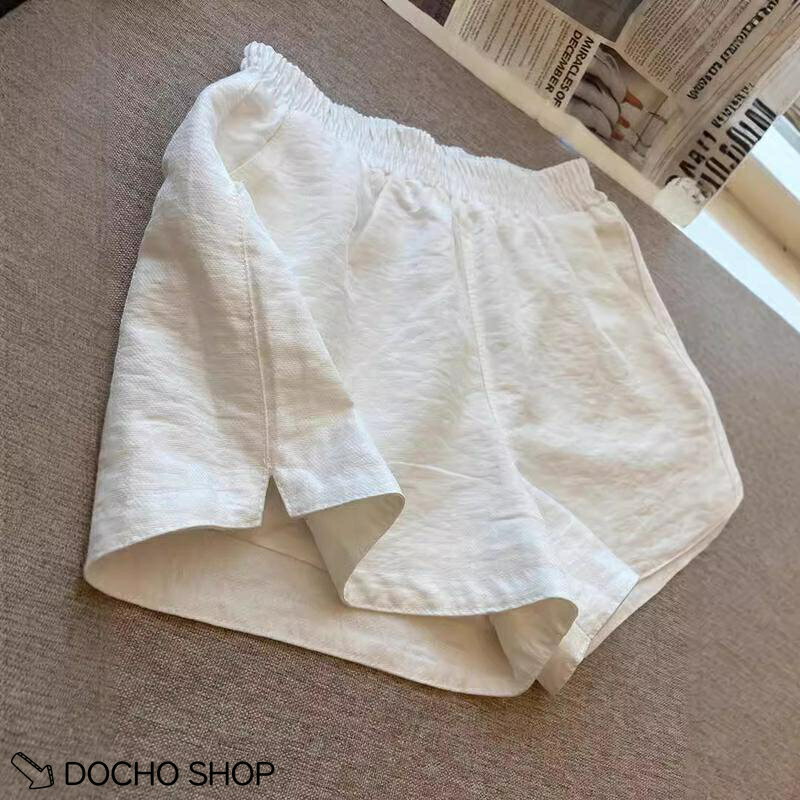 乐天商城 - ショートパンツ レディース 夏 リネン混 涼しい Aライン ワイドパンツ ウエストゴム 短パン 綿麻 着痩せ 部屋着 カジュアル 無地