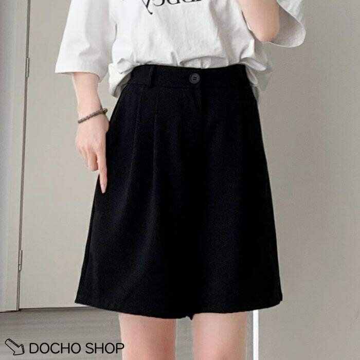 乐天商城 - きれいめ 接触冷感 夏 ハーフパンツ Aライン ハイウエスト ワイドパンツ 涼しい オフィス 通勤 カジュアル 大きいサイズ