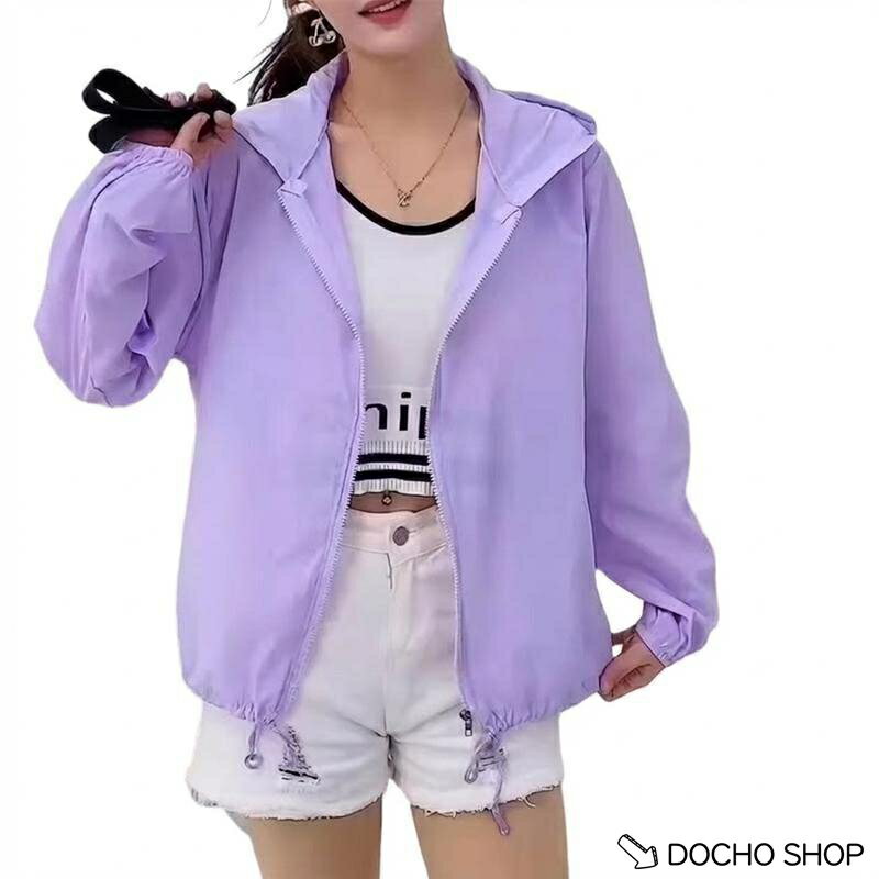 乐天商城 - UVカット パーカー レディース 薄手 日焼け止め 夏 涼しい 通気性 ジップアップ フード付き 接触冷感 ラッシュガード 紫外線対策