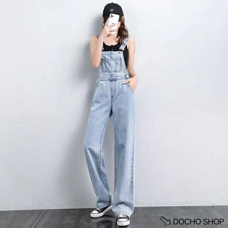 乐天商城 - サロペット デニム レディース オーバーオール ゆったり ワイドパンツ 春 夏 秋 ハイウエスト ロング丈 オールインワン ストレート