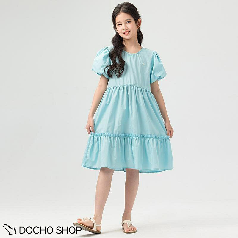 【楽天スーパーSALE】ワンピース キッズ 女の子 パフスリーブ ティアード フリル 夏 半袖 子供 カジュアル お出かけ 膝丈 お洒落 涼しい コットン 通学