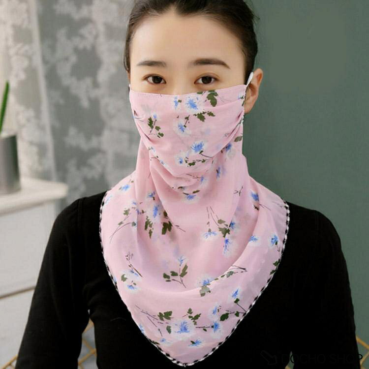 DOCHOSHOP楽天市場店の2枚セット UV フェイスカバー 花柄 マスク 冷感uvカット フェイスマスク レディース ネックガード 息苦しくない フェイスガード 耳かけ｜アングル2