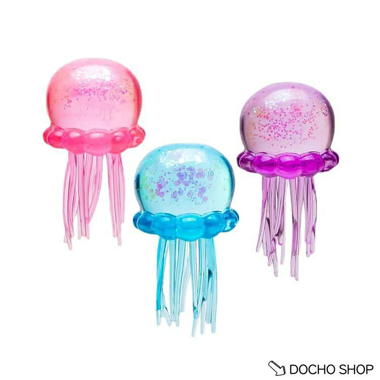 DOCHOSHOP楽天市場店の3個セットクラゲ フィジェットトイ ぷにぷに 女の子 スクイーズ 3個セットクラゲ ぷるぷる ゼリー風 透明感 キラキラ ラメ入り 伸びる｜アングル2